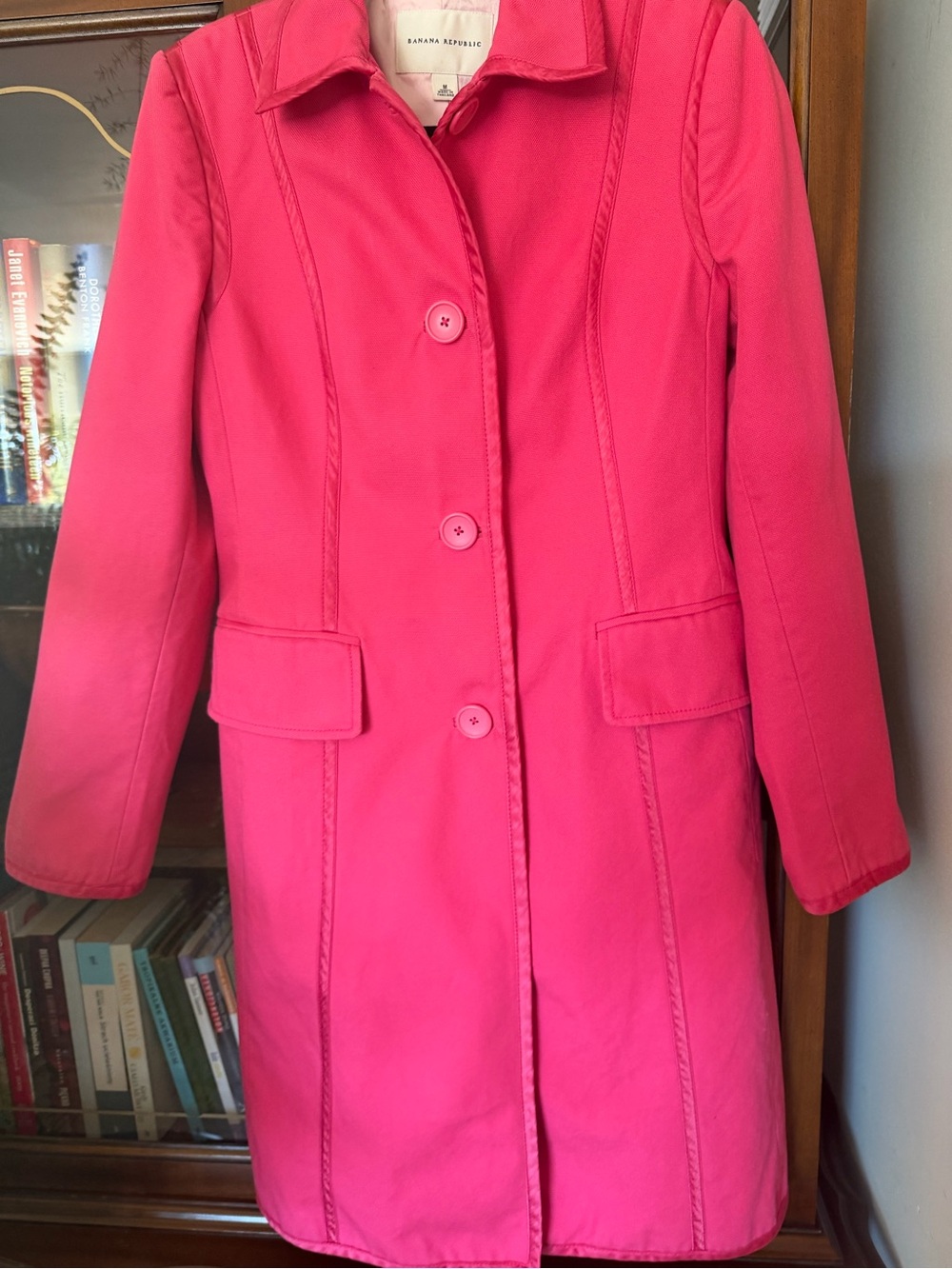 Banana Republic Bright Pink Single-Breasted Trench Coat